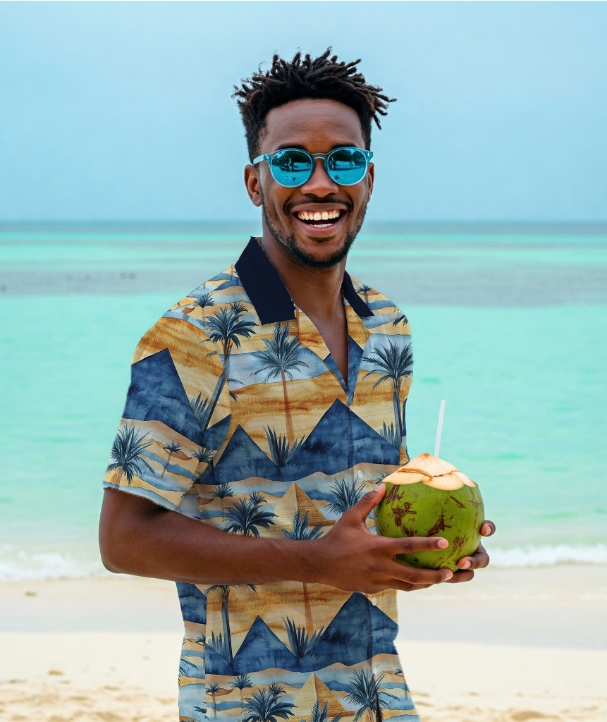 Watercolor Desert Pyramid - Guys Hawaiian Shirts - Beach Shirt For Men