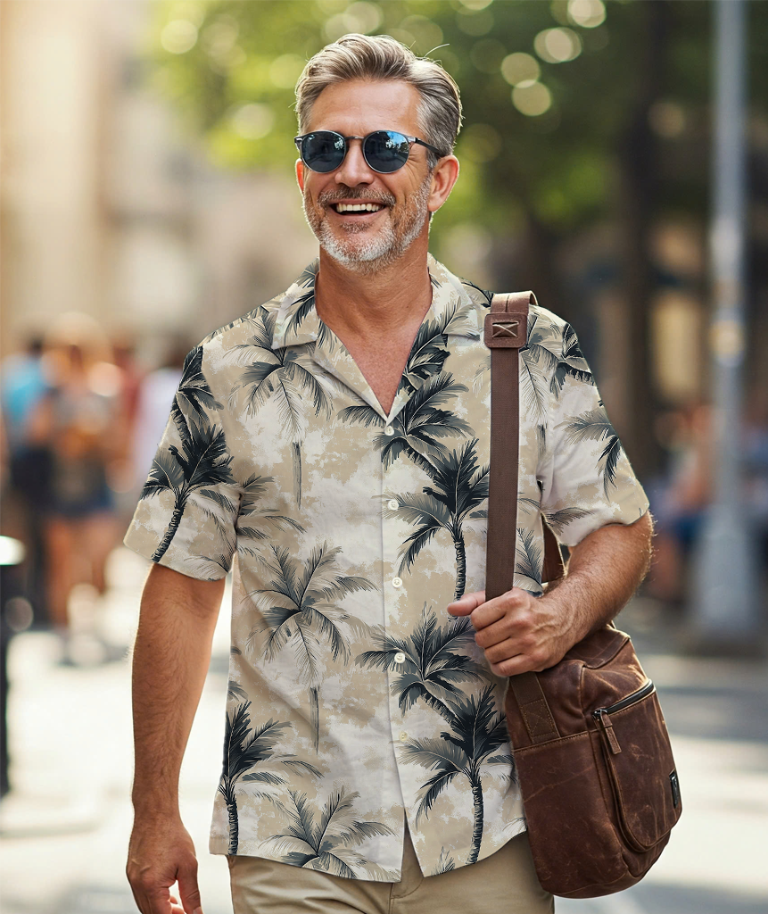 Ink Wash Palm - Hawaiian Shirt For Men - Mens Summer Fashion