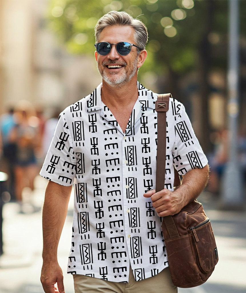 Minimalist Tribal Symbol - Hawaiian Shirt For Men - Mens Summer Fashion