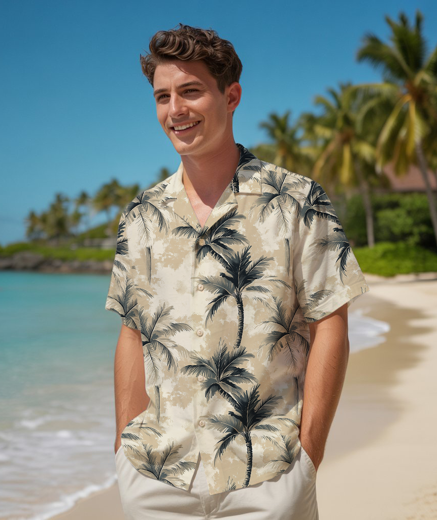 Ink Wash Palm - Hawaiian Shirt For Men - Mens Summer Fashion