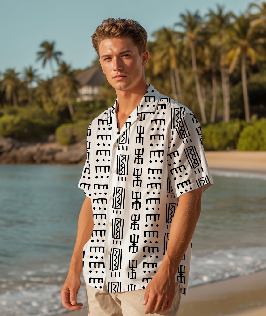 Minimalist Tribal Symbol - Hawaiian Shirt For Men - Mens Summer Fashion