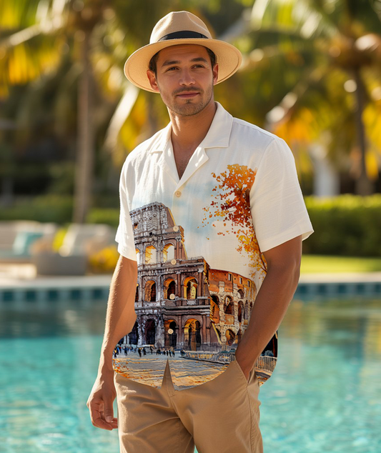 Autumn In Rome - Hawaiian Shirt For Men - Mens Summer Fashion