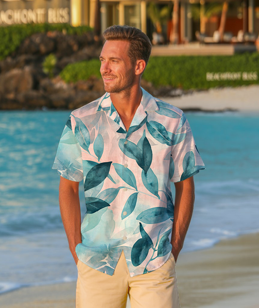 Serene Botanical Print - Aloha Shirt For Men - Summer Shirt For Men