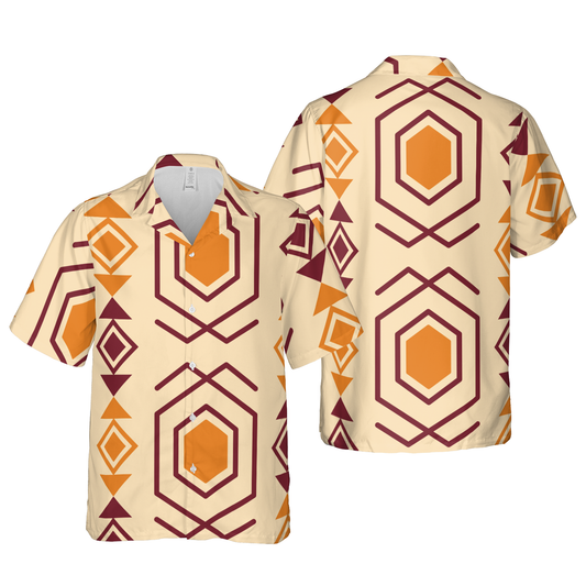 Men's Tribal Navajo-Inspired Geometric Print Casual Shirt - Earthy Tones Button-Up