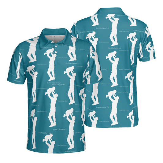 "Happy Father's Day" Silhouette Polo Shirt - Dad & Child Bonding Gift