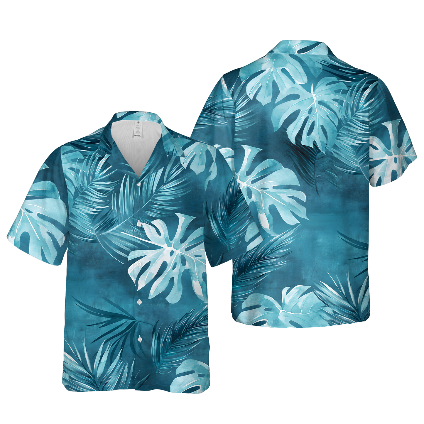 Men’s Midnight Jungle Hawaiian Shirt – Blue Tropical Leaf Print