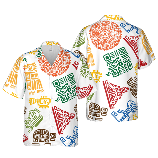 Ancient Mesoamerican Glyphs Hawaiian Shirt - Mayan Inspired Aloha