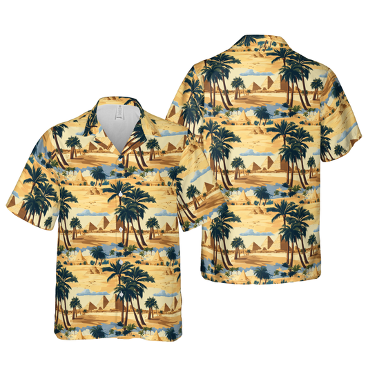 Desert Oasis Pyramid & Palm Hawaiian Shirt - Sahara Sands Aloha