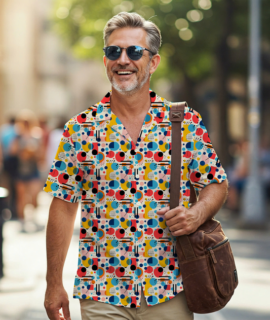 Abstract Geometric Pop - Guys Hawaiian Shirts - Mens Summer Fashion