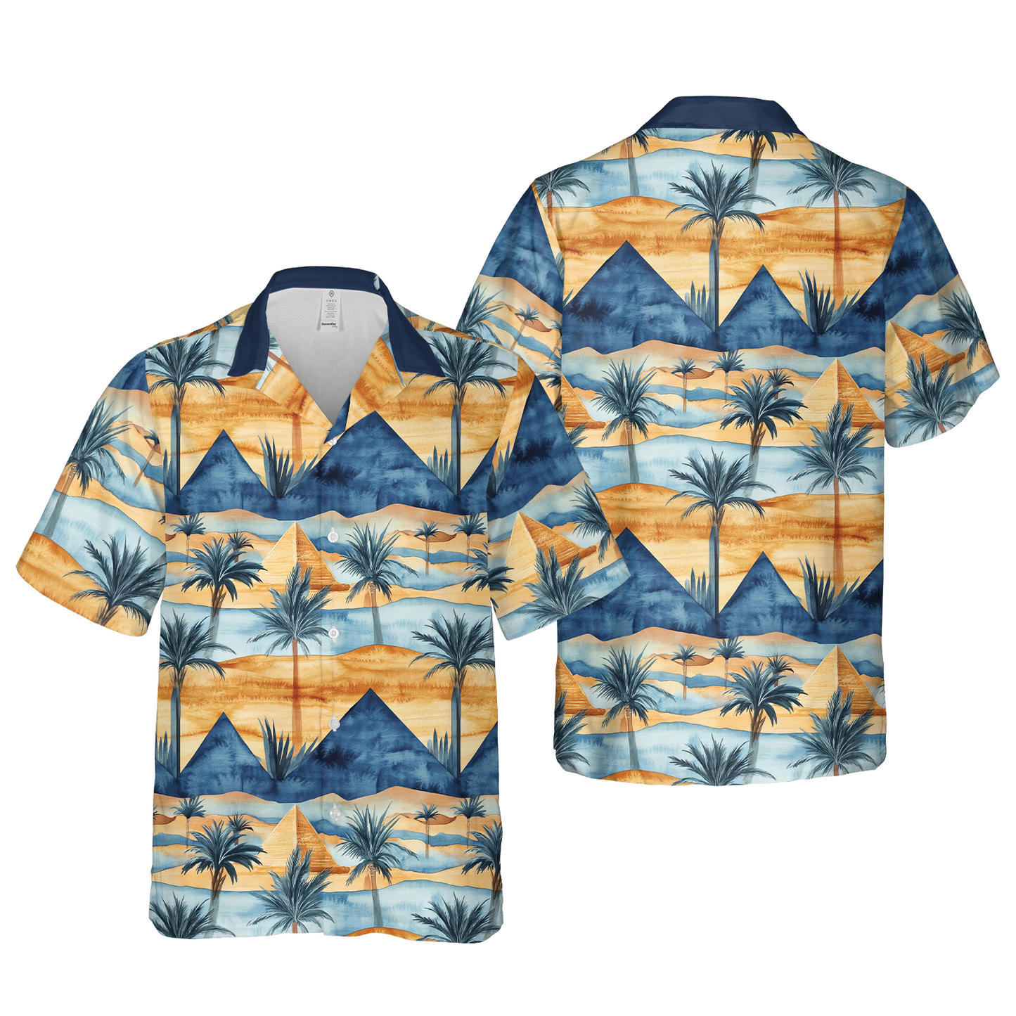 Men's Tropical Sunset Palm Tree & Mountain View Hawaiian Shirt - Scenic Vacation Button-Up