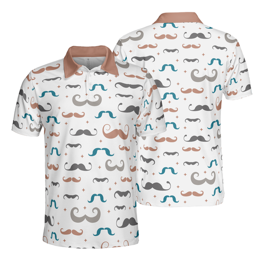 Colorful Mustache Medley Polo Shirt - Playful & Stylish Dad Gift