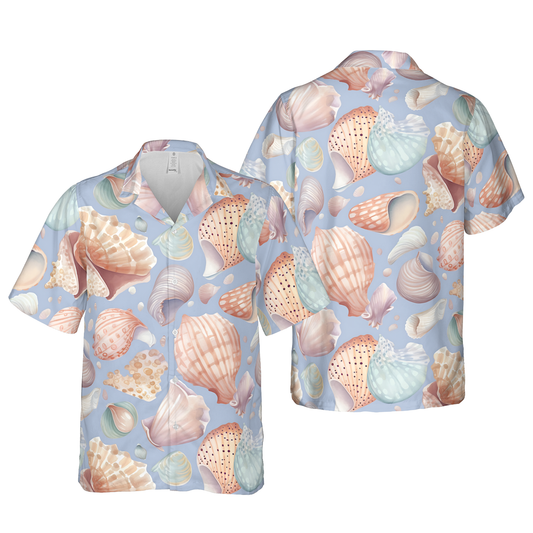 Seashell Medley Hawaiian Shirt - Ocean Bounty Aloha Blue