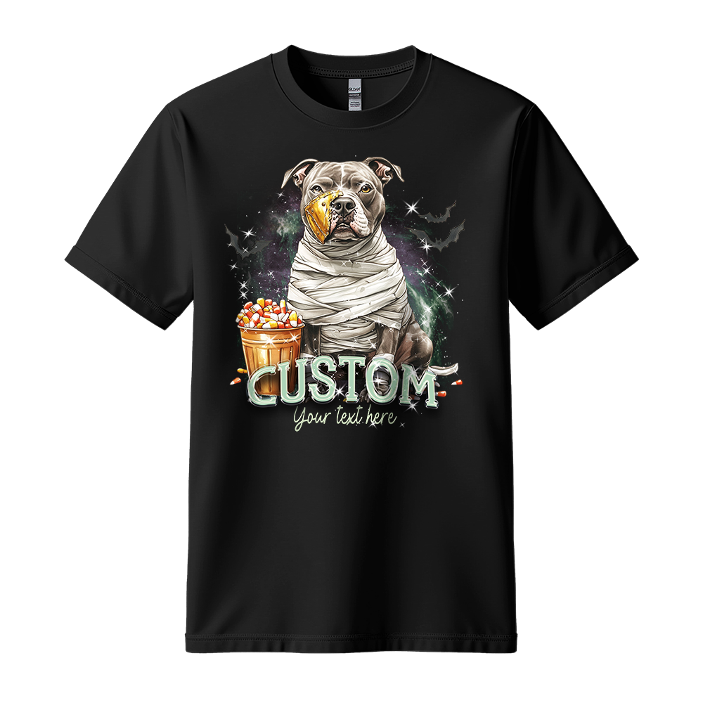 Personalised Shirt - Mummy Pitbull Dog Halloween - Clothing For Men - Cool T-Shirt - Unisex T-Shirt