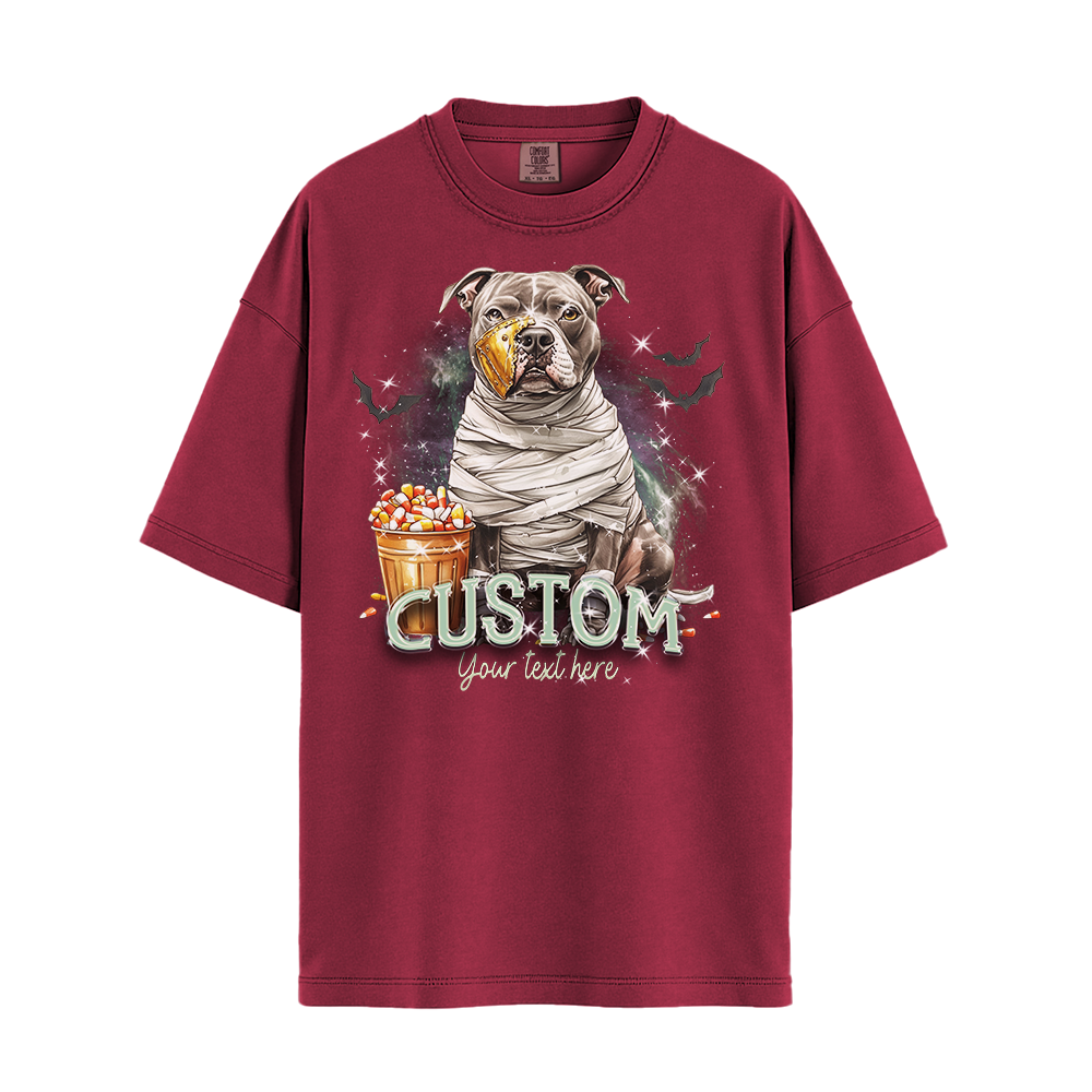 Personalised Shirt - Mummy Pitbull Dog Halloween - Clothing For Men - Cool T-Shirt - Unisex T-Shirt