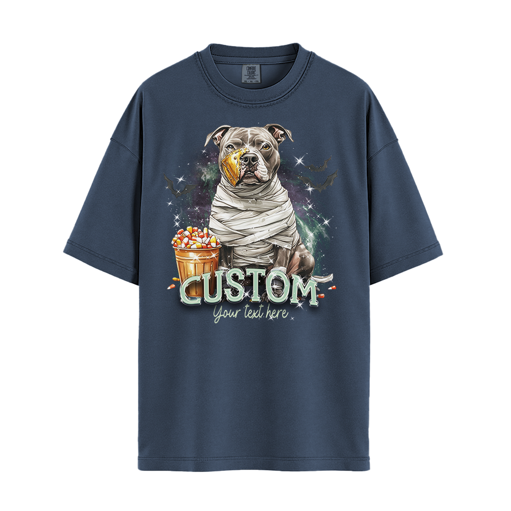 Personalised Shirt - Mummy Pitbull Dog Halloween - Clothing For Men - Cool T-Shirt - Unisex T-Shirt