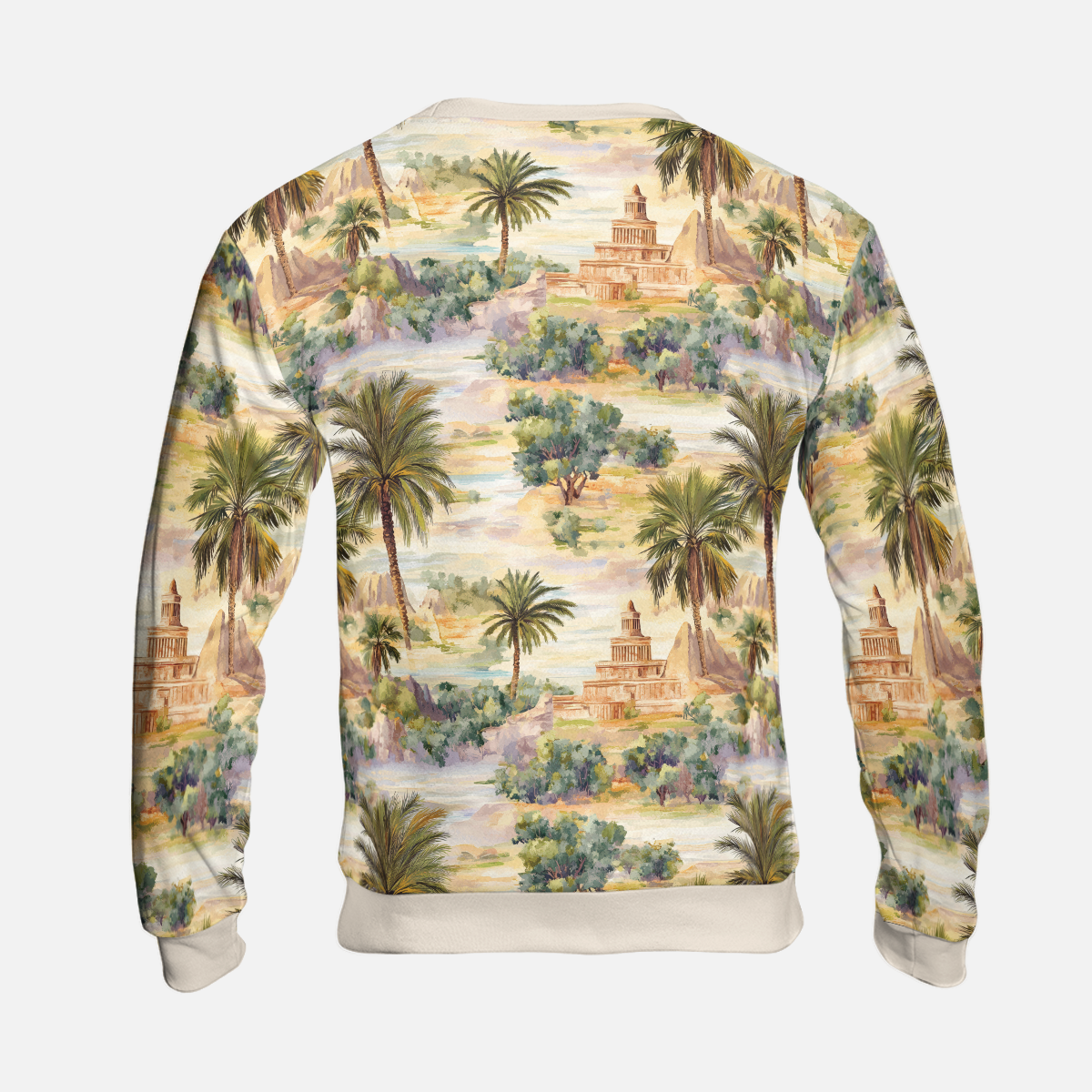 Oasis Landscape Sweatshirts - Ancient Temple Sweater - Nice Sweatshirts - Unisex Sweater