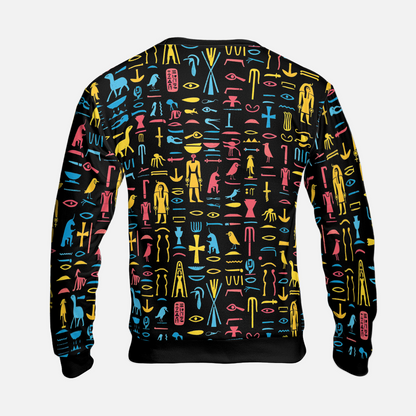 Neon Hieroglyphics Sweatshirts - Colorful Symbols Sweater - Unisex Sweatshirts - Nice Sweater