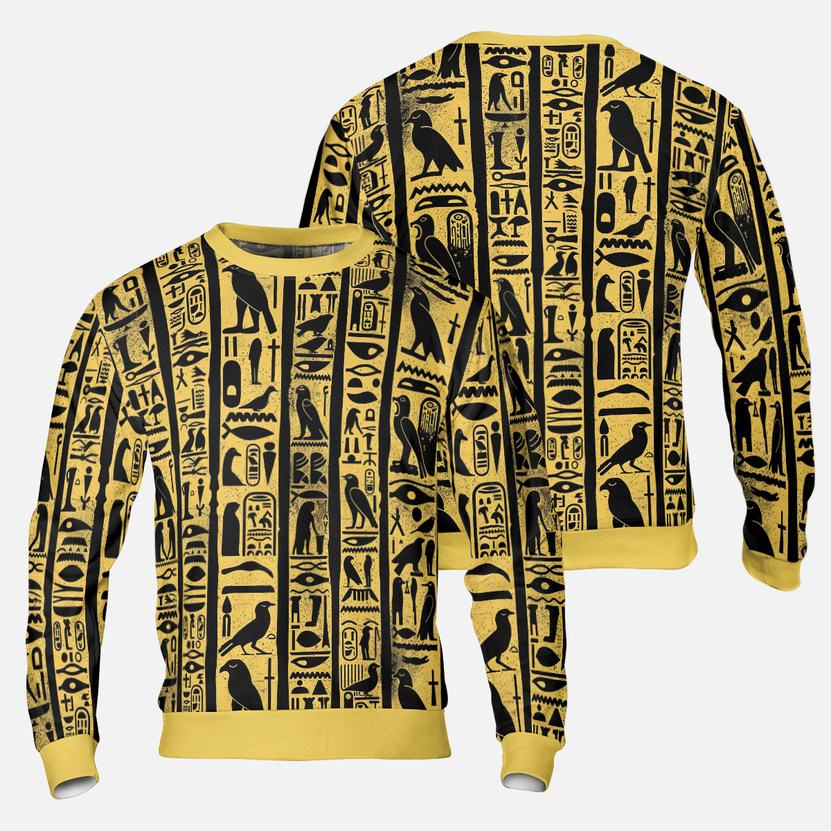 Golden Cartouche Sweatshirts - Sacred Hieroglyphs Sweater - Dressy Sweatshirts - Nice Sweater
