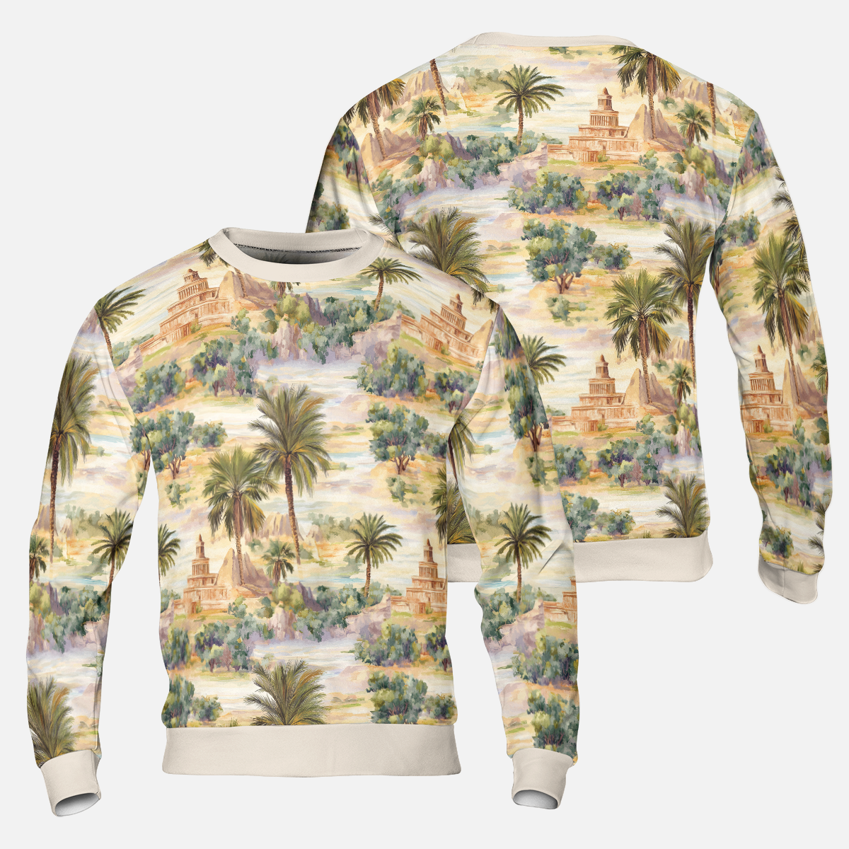 Oasis Landscape Sweatshirts - Ancient Temple Sweater - Nice Sweatshirts - Unisex Sweater