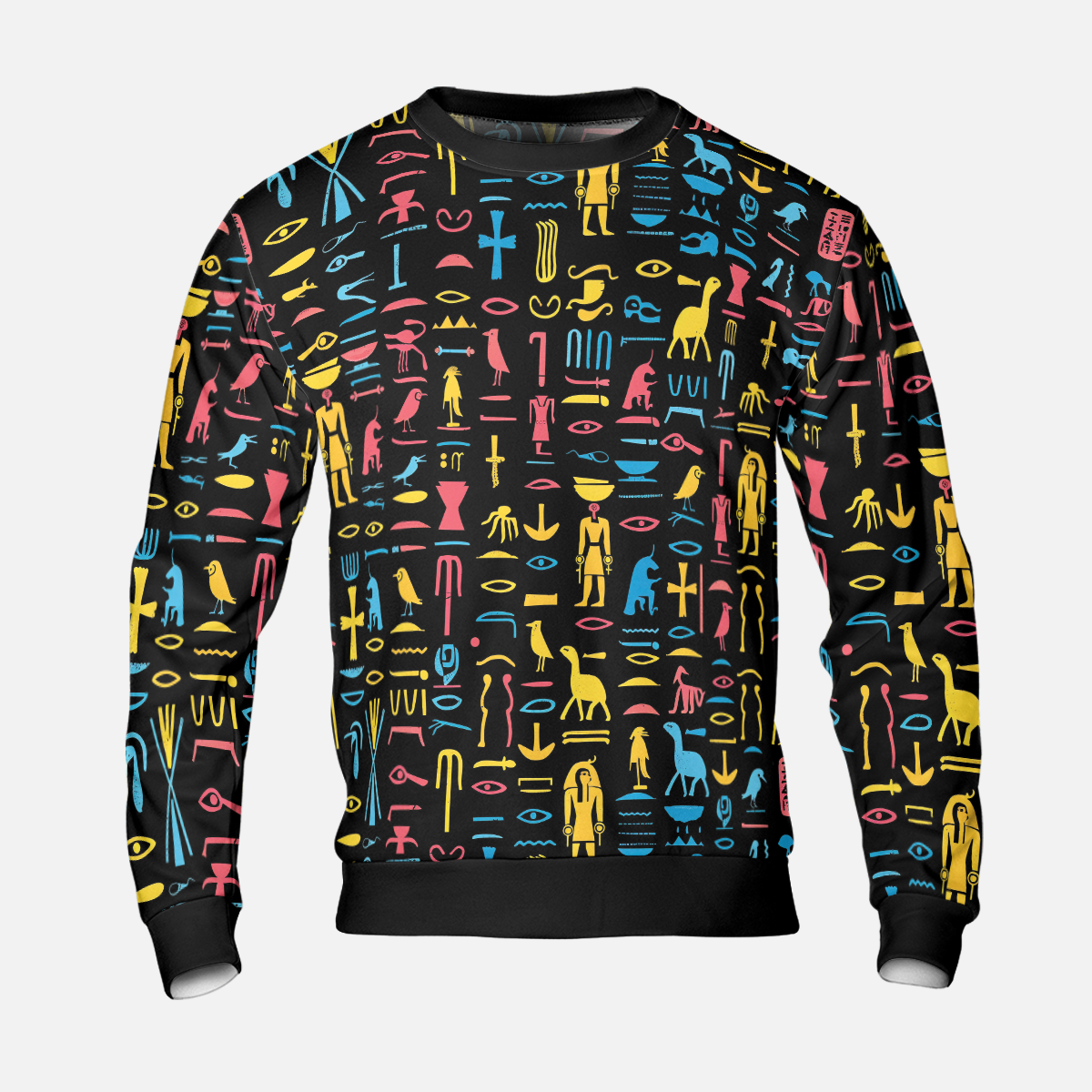 Neon Hieroglyphics Sweatshirts - Colorful Symbols Sweater - Unisex Sweatshirts - Nice Sweater