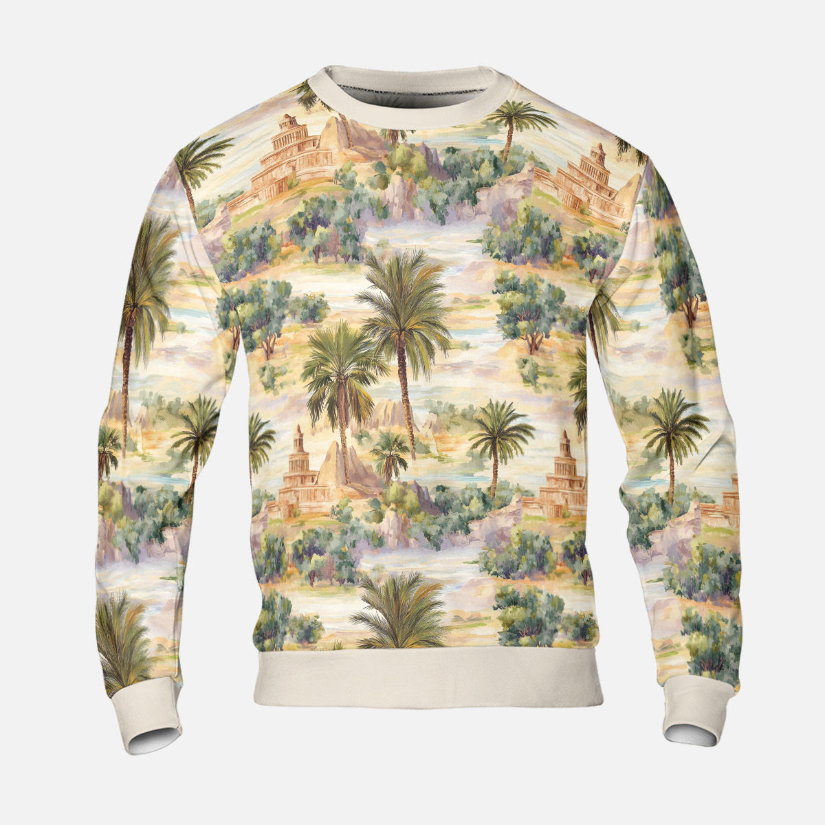 Oasis Landscape Sweatshirts - Ancient Temple Sweater - Nice Sweatshirts - Unisex Sweater