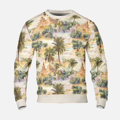 Oasis Landscape Sweatshirts - Ancient Temple Sweater - Nice Sweatshirts - Unisex Sweater