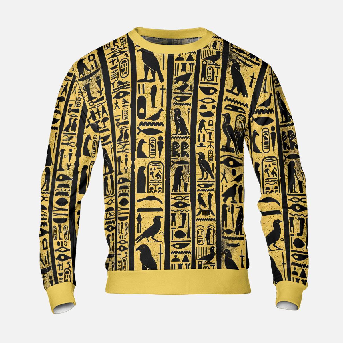 Golden Cartouche Sweatshirts - Sacred Hieroglyphs Sweater - Dressy Sweatshirts - Nice Sweater