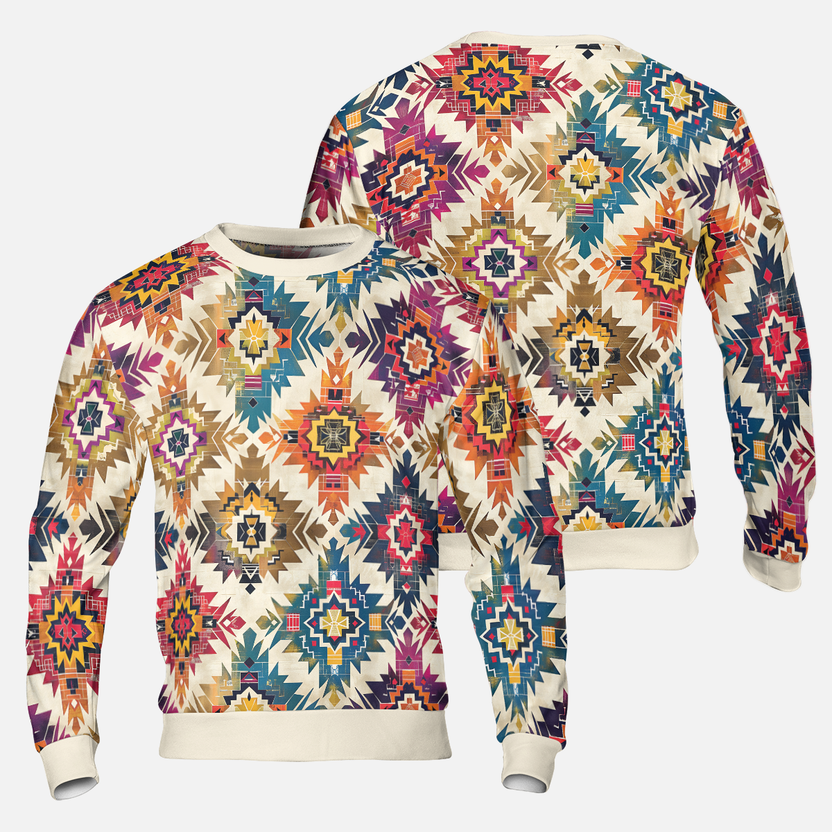 Aztec Diamond Sweatshirts - Boho Geometric Sweater - Dressy Sweatshirts - Nice Sweater