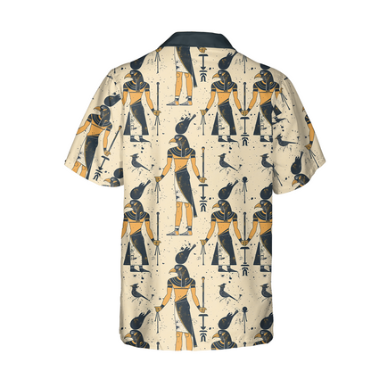 God Horus Vintage Print - Hawaiian Shirt For Men - Summer Outfit For Men