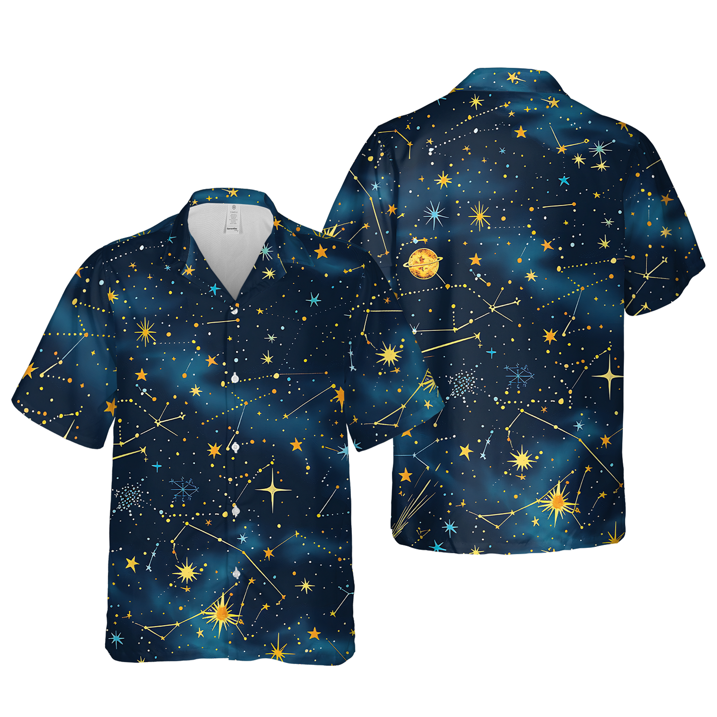 Celestial Constellation Map - Man In Hawaiian Shirt - Summer Shirt For Men