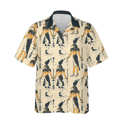God Horus Vintage Print - Hawaiian Shirt For Men - Summer Outfit For Men