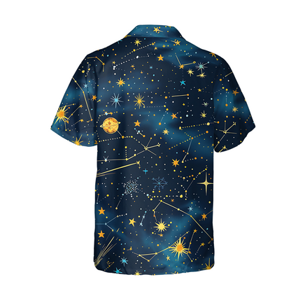 Celestial Constellation Map - Man In Hawaiian Shirt - Summer Shirt For Men