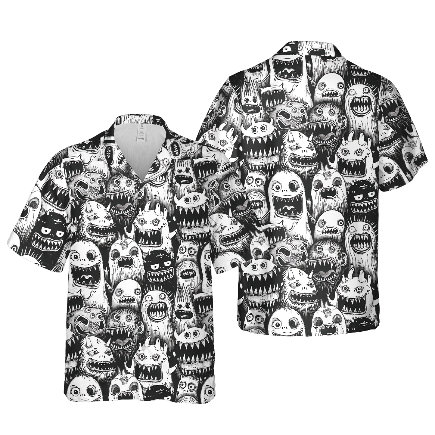 Monster Mash Print - Guys Hawaiian Shirts - Mens Summer Fashion