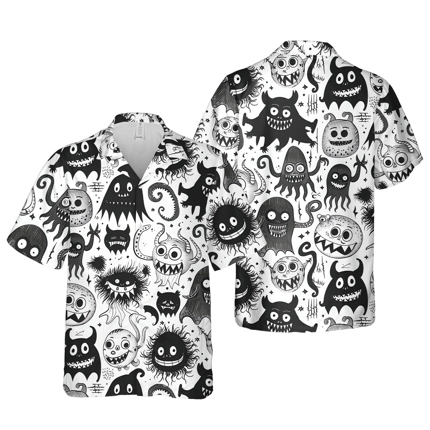 Doodle Monster Party - Guys Hawaiian Shirts - Beach Shirt For Men