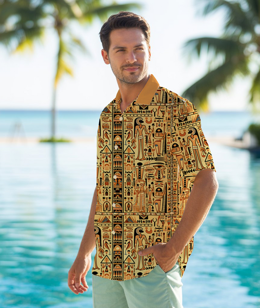 Pharaoh's Legacy Print - Hawaiian Shirt For Men - Summer Outfit For Men