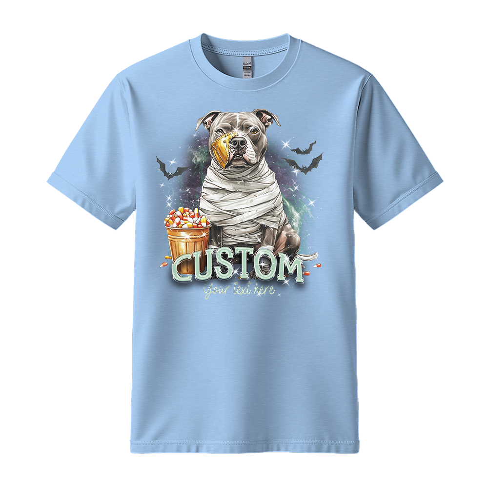 Personalised Shirt - Mummy Pitbull Dog Halloween - Clothing For Men - Cool T-Shirt - Unisex T-Shirt