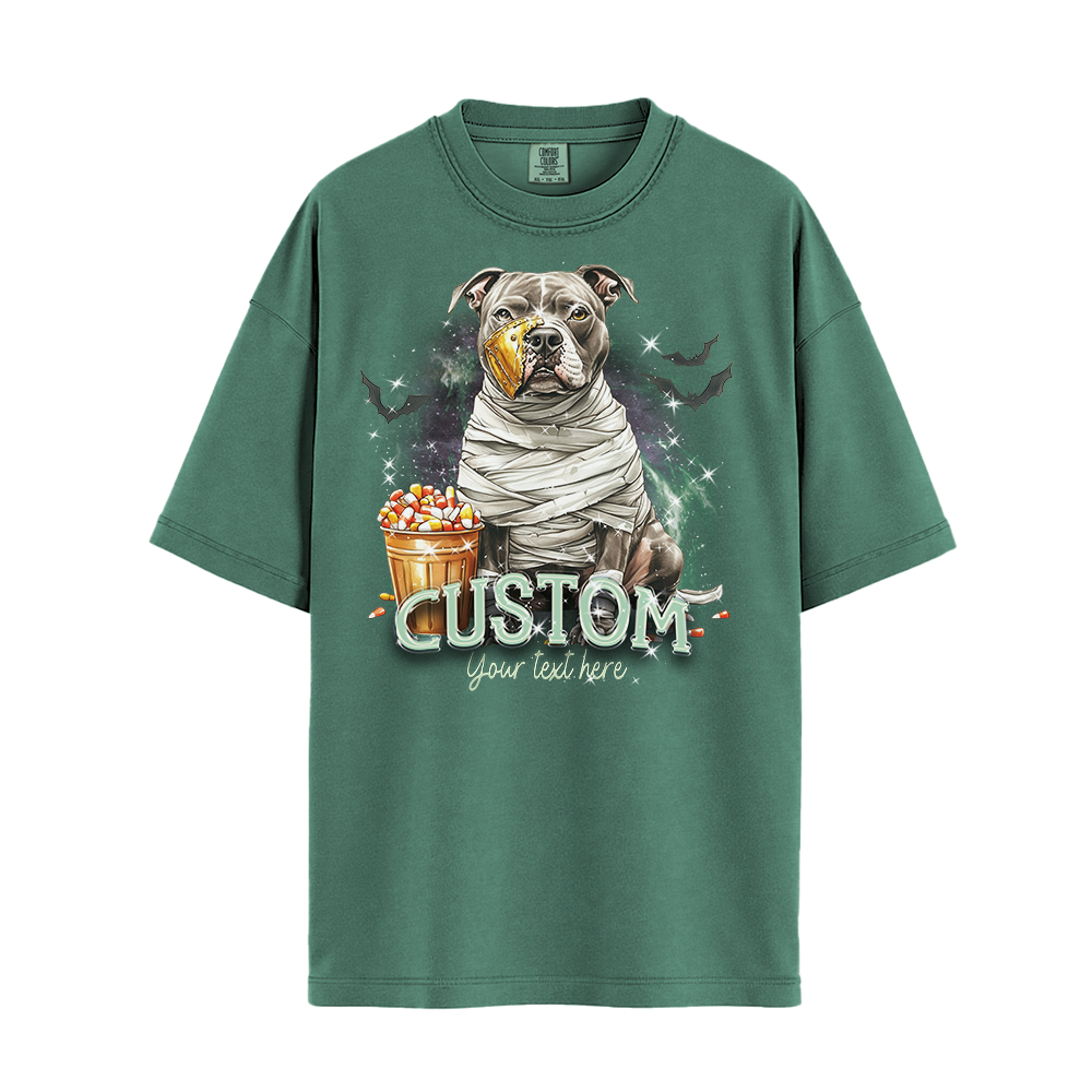 Personalised Shirt - Mummy Pitbull Dog Halloween - Clothing For Men - Cool T-Shirt - Unisex T-Shirt