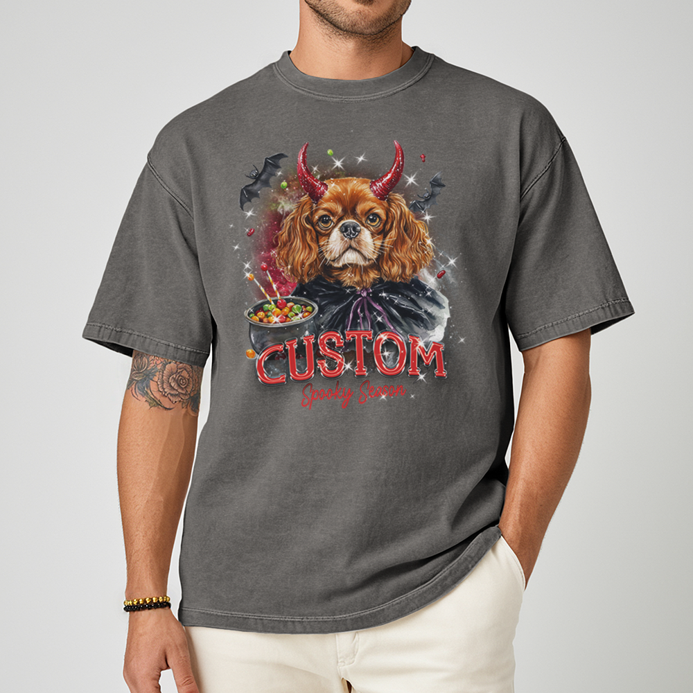 Customised Shirt - Devil Cavalier Spaniel Dog - Casual Wear For Men - Cool T-Shirt - Unisex T-Shirt
