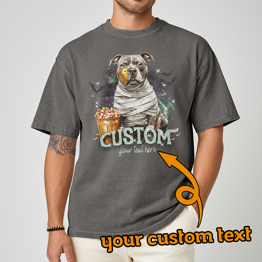 Personalised Shirt - Mummy Pitbull Dog Halloween - Clothing For Men - Cool T-Shirt - Unisex T-Shirt