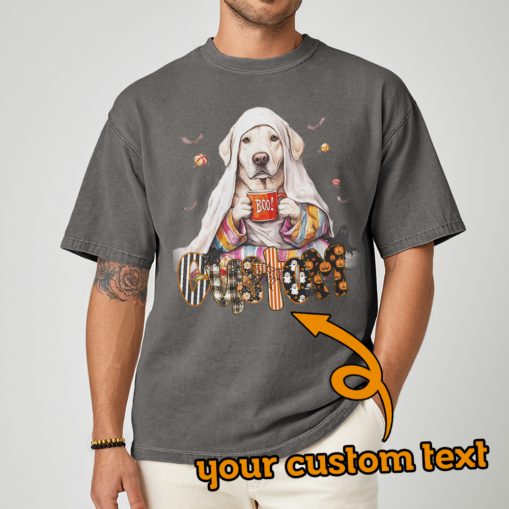 Personalised Shirt - Cozy Ghost Labrador Dog - T Shirt For Men - Best Unisex T Shirt