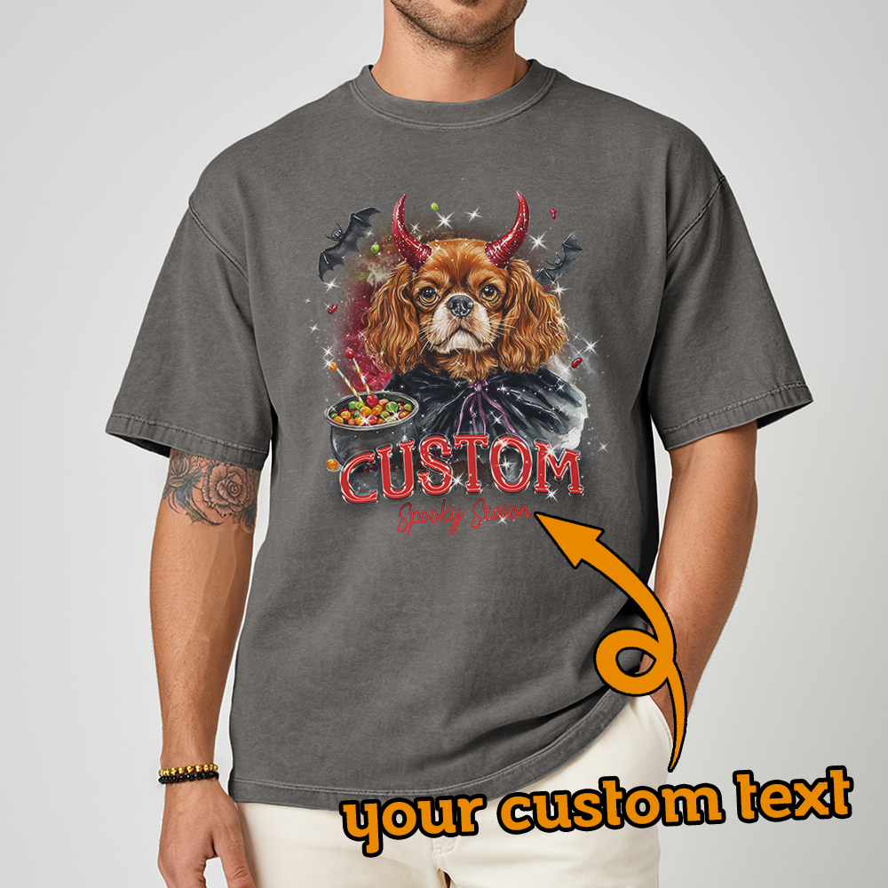 Customised Shirt - Devil Cavalier Spaniel Dog - Casual Wear For Men - Cool T-Shirt - Unisex T-Shirt