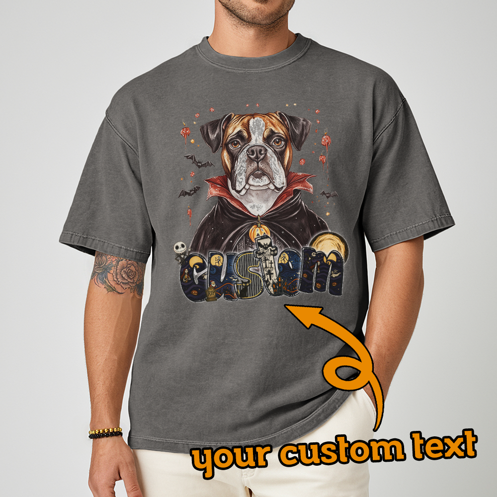 Customised Shirt - Vampire Boxer Dog Halloween - Outfit For Men - Cool T-Shirt - Unisex T-Shirt