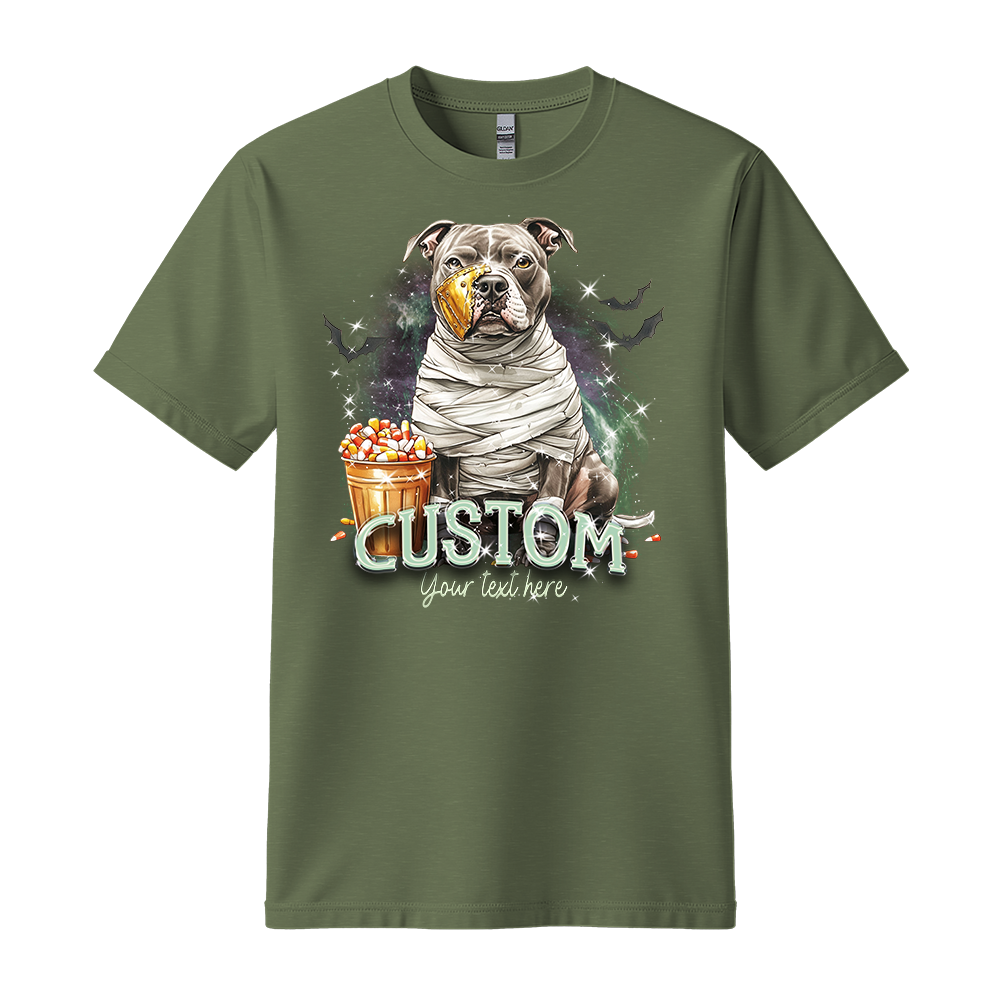 Personalised Shirt - Mummy Pitbull Dog Halloween - Clothing For Men - Cool T-Shirt - Unisex T-Shirt