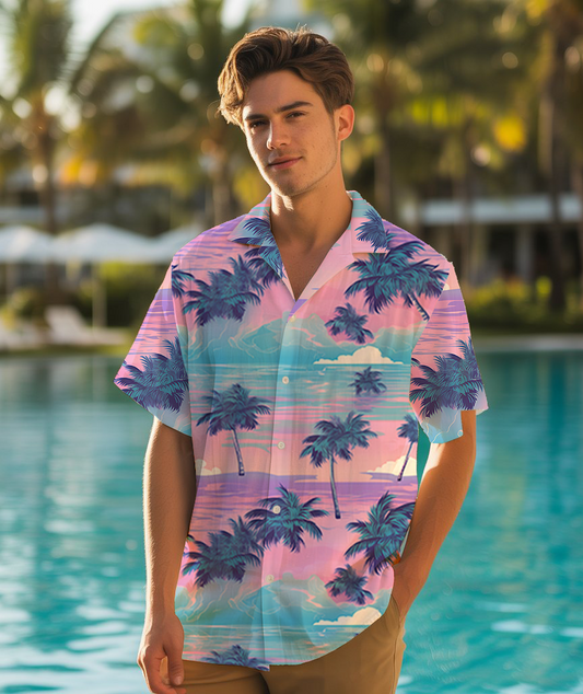 Cotton Candy Sky - Guys Hawaiian Shirts - Mens Summer Fashion