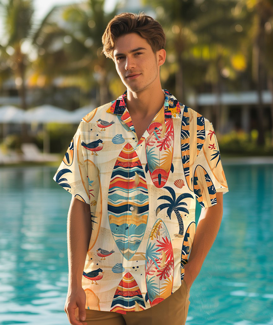 Seaside Storybook - Aloha Shirt For Men - Beach Clothing