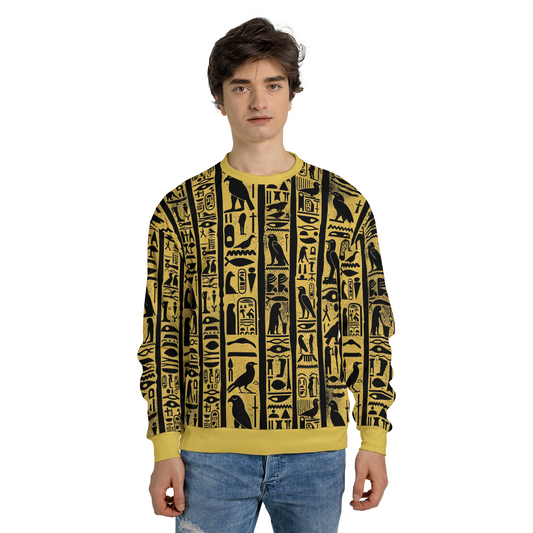 Golden Cartouche Sweatshirts - Sacred Hieroglyphs Sweater - Dressy Sweatshirts - Nice Sweater