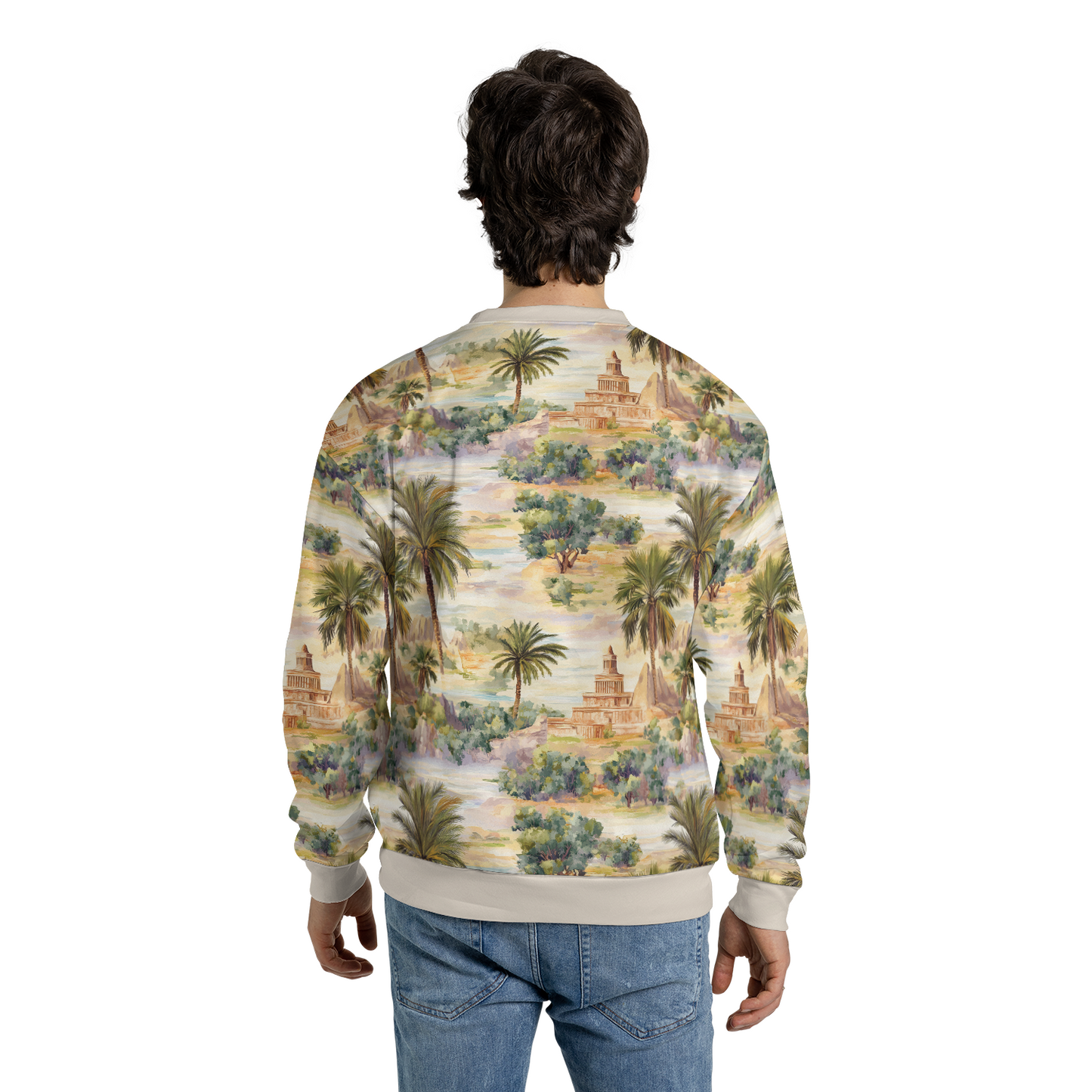 Oasis Landscape Sweatshirts - Ancient Temple Sweater - Nice Sweatshirts - Unisex Sweater
