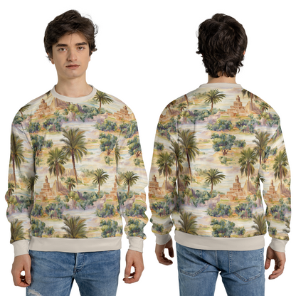 Oasis Landscape Sweatshirts - Ancient Temple Sweater - Nice Sweatshirts - Unisex Sweater
