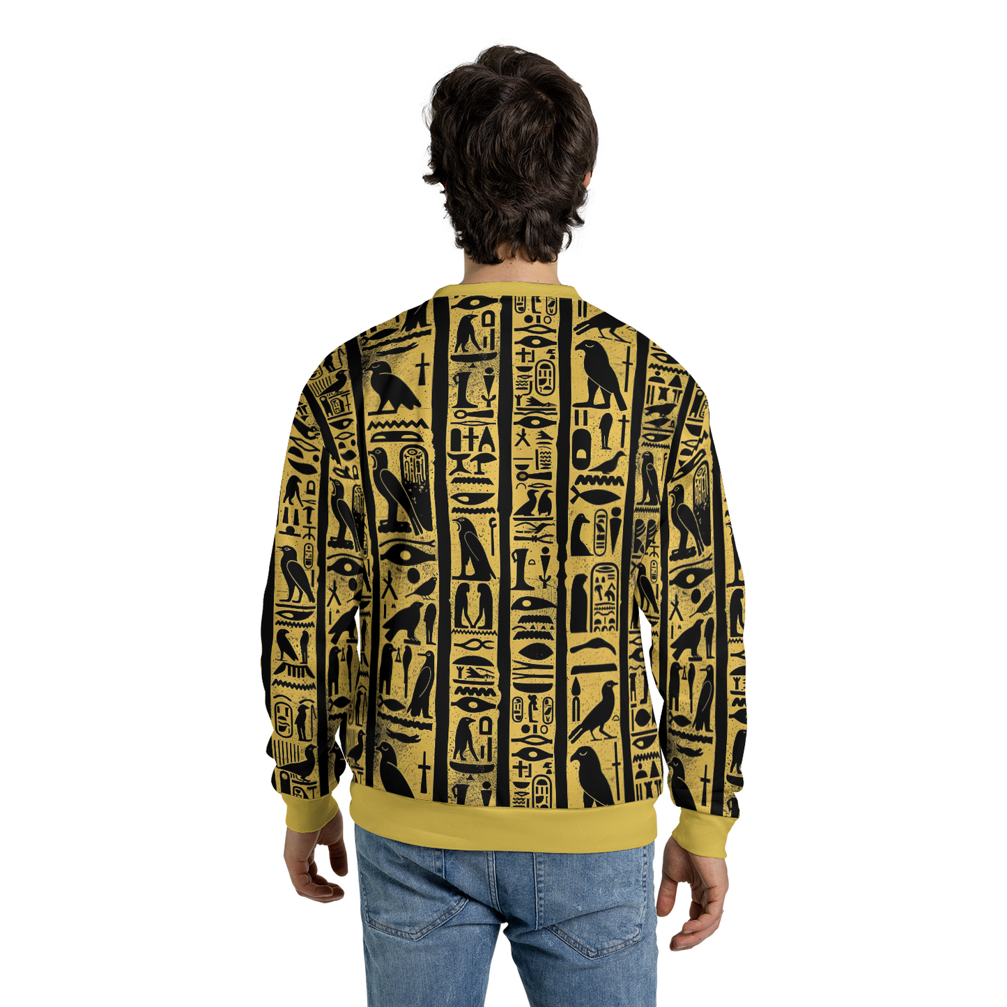 Golden Cartouche Sweatshirts - Sacred Hieroglyphs Sweater - Dressy Sweatshirts - Nice Sweater
