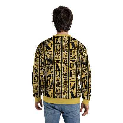 Golden Cartouche Sweatshirts - Sacred Hieroglyphs Sweater - Dressy Sweatshirts - Nice Sweater